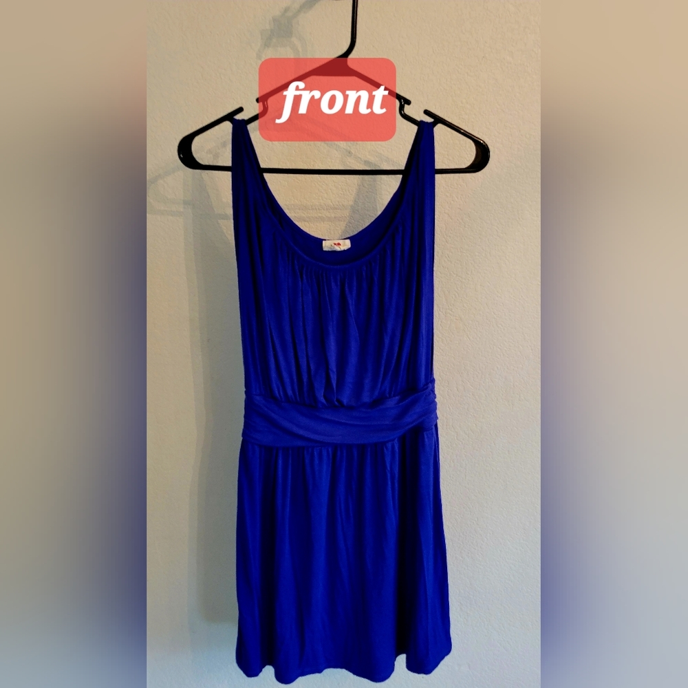 One Clothing Royal Blue Grecian draping/knit dress